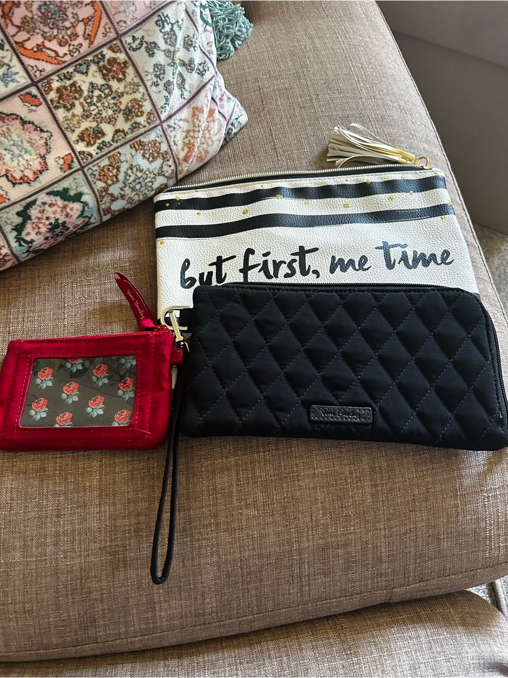 Vera Bradley wallets aBut First, Me Time Quilted Wristlet Clutch - Black & White